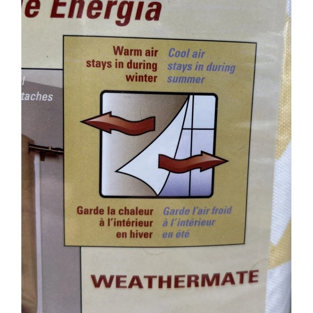 One ThermaLogic Weathermate Insulated Tie Up Curtain Panels 40 x 63 Yellow White